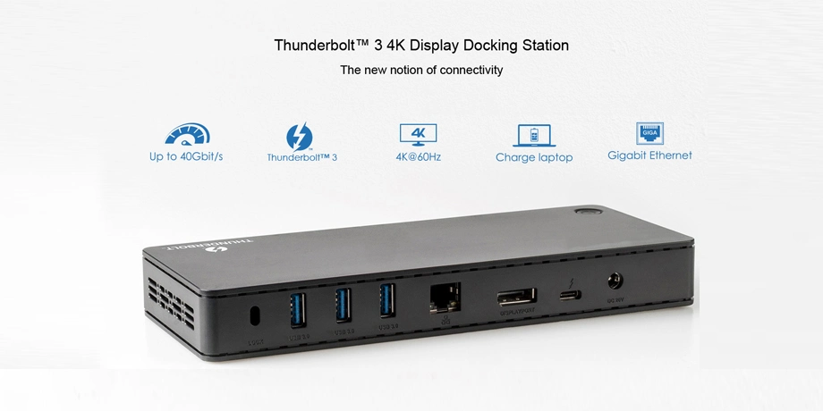 Intel Certificated USB C Hard Drive Dock Thunderbolt 3 4K Display Docking Station with Dp to HDMI Adapter