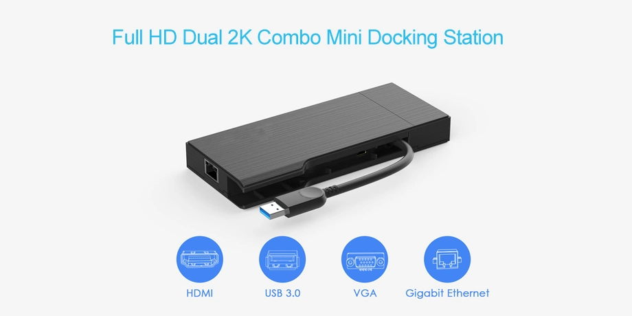 USB 3.0 Full HD Travel Mini Dock Hub Docking Station